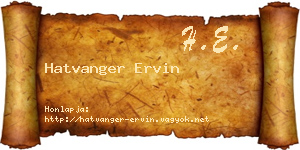 Hatvanger Ervin névjegykártya